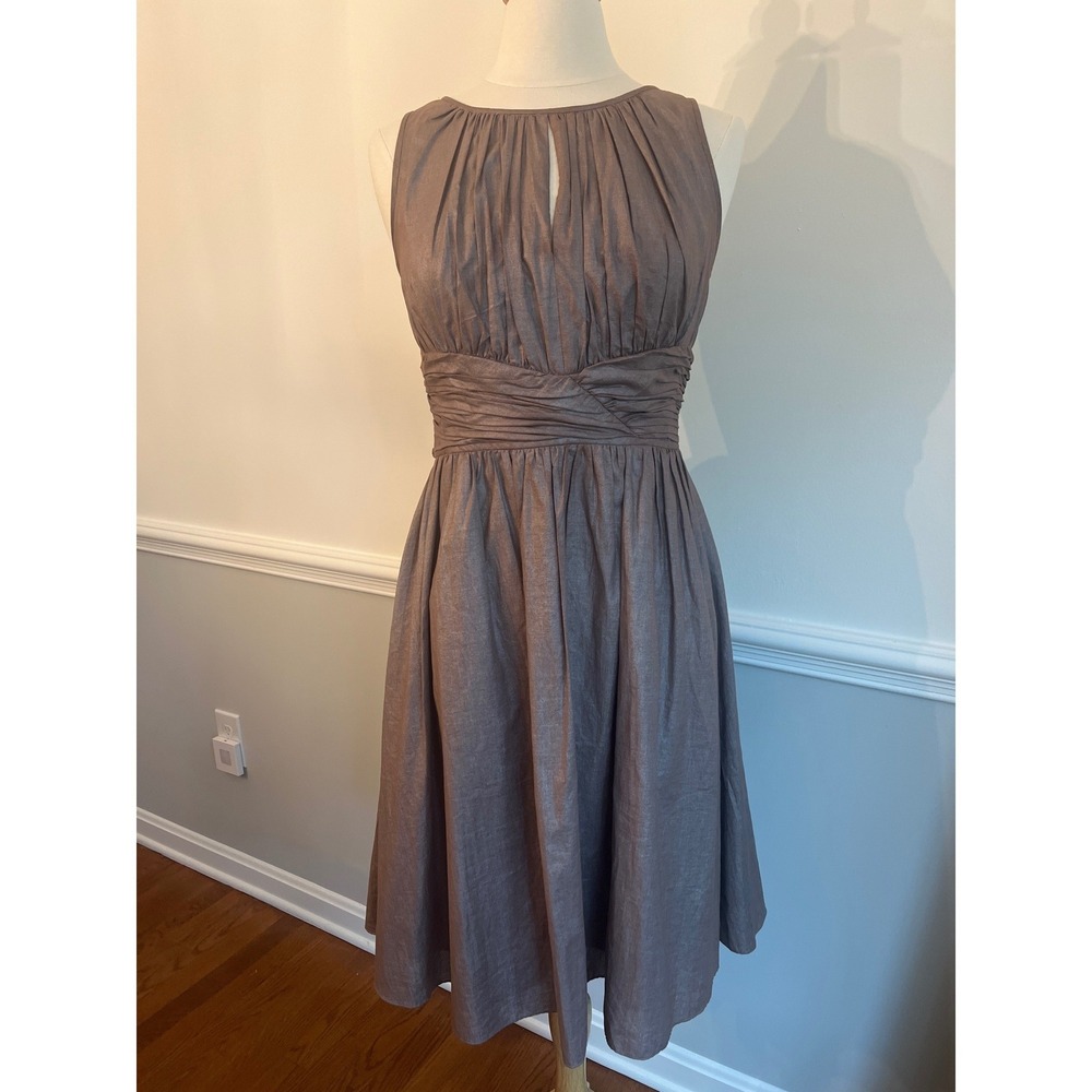 Adrianna Papell Brown Metallic High Neck Cocktail Dress Size 8‎